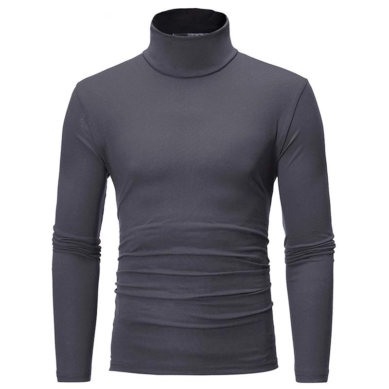 Mode hommes décontracté coupe ajustée basique col roulé col haut pull mâle automne printemps mince h