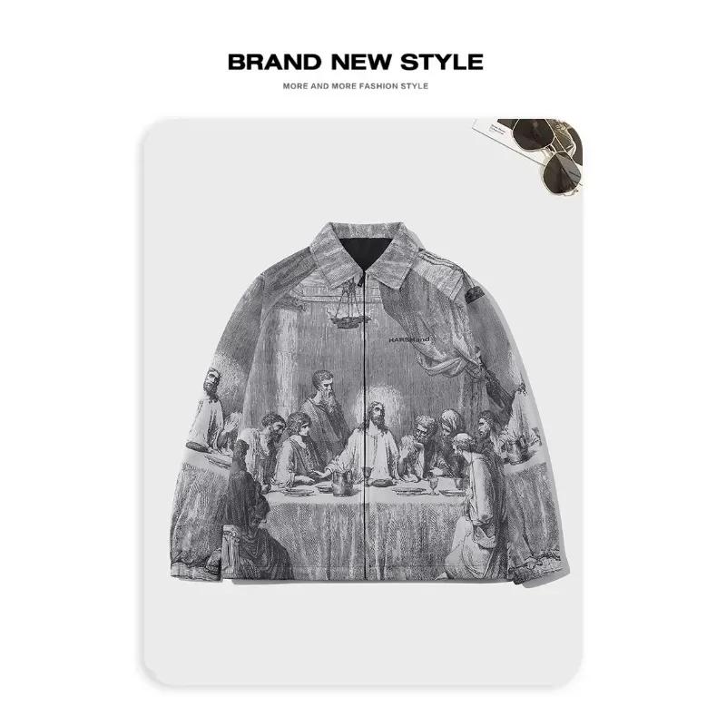 Automne hommes veste surdimensionné peinture impression Couples mince vestes décontractée mâle femme