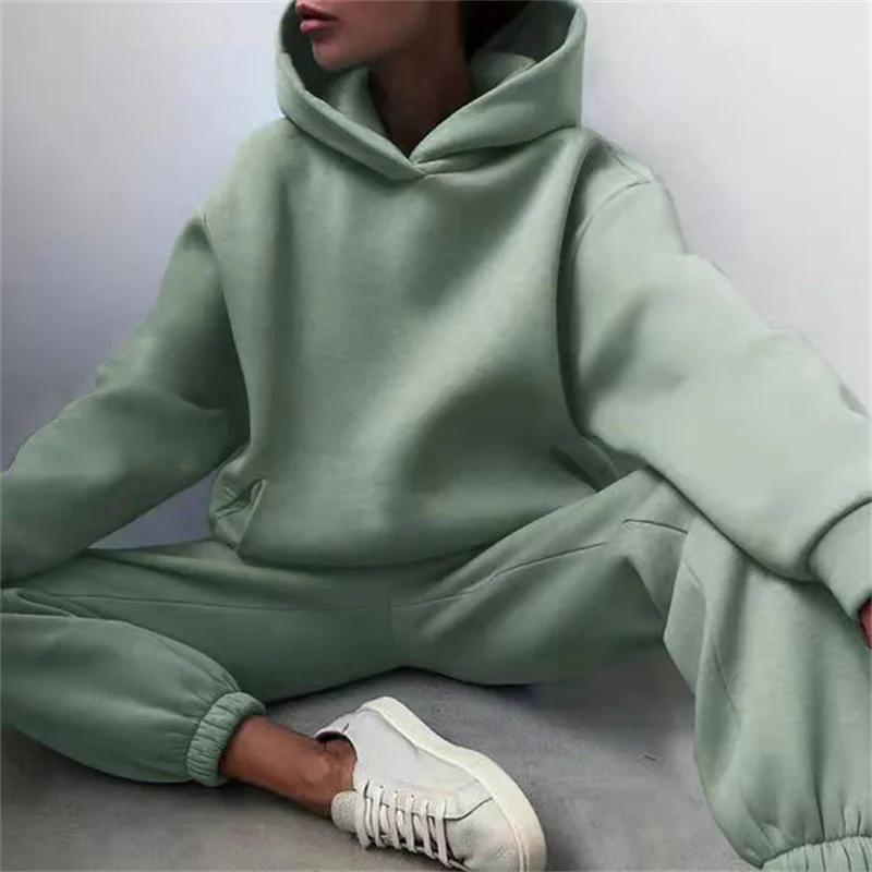 Sweat à capuche PVD deux pièces pour femme, sweat à capuche décontracté, pulls monochromes, ensemble