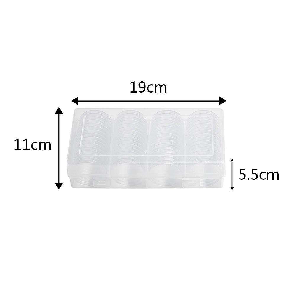 Boîte de rangement de pièces de monnaie 40mm, conteneur rond transparent en plastique pour capsules 
