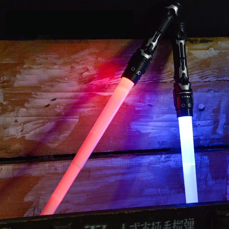 Épée lumineuse colorée, jouets Laser, sabre Laser rouge et bleu, Double sabre télescopique, musique 