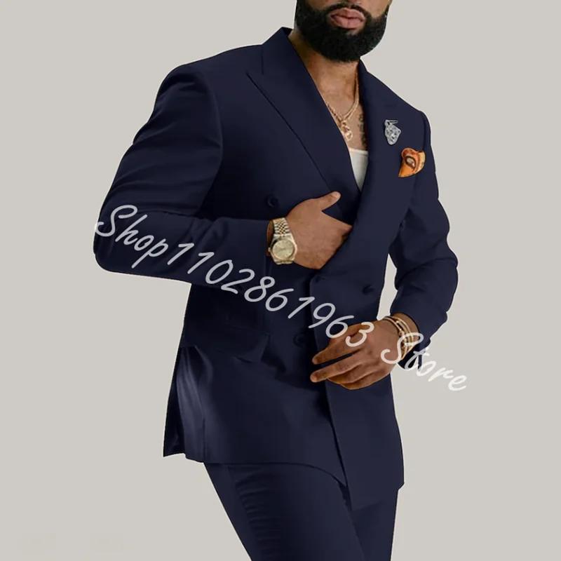 Costume 2 pièces à double boutonnage pour hommes, revers Patricia, blazer et pantalon, smokings de f