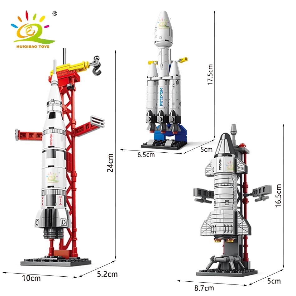 HUIQIBAO – Mini fusée d'aviation, blocs de Construction, Station aérospatiale spatiale, briques, jou