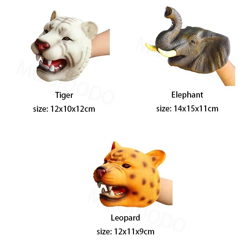 Marionnettes à main, modèle de tête de dinosaure, jouet T-Rex, dinosaure, requin, tigre, poupées de 
