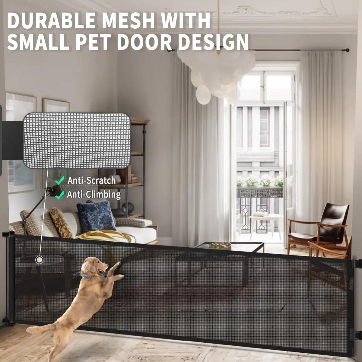 Barrière rétractable en maille haute pour enfants et animaux de compagnie, porte rétractable pour ch