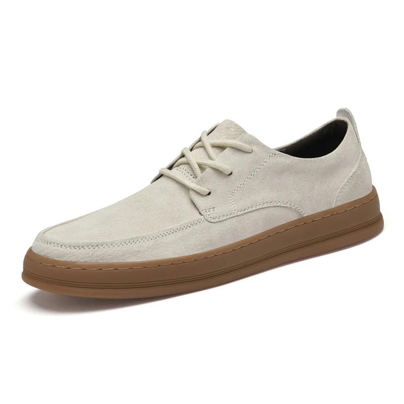 Chaussures décontractées en cuir suédé de haute qualité, baskets à lacets à talon bas, chaussures pl