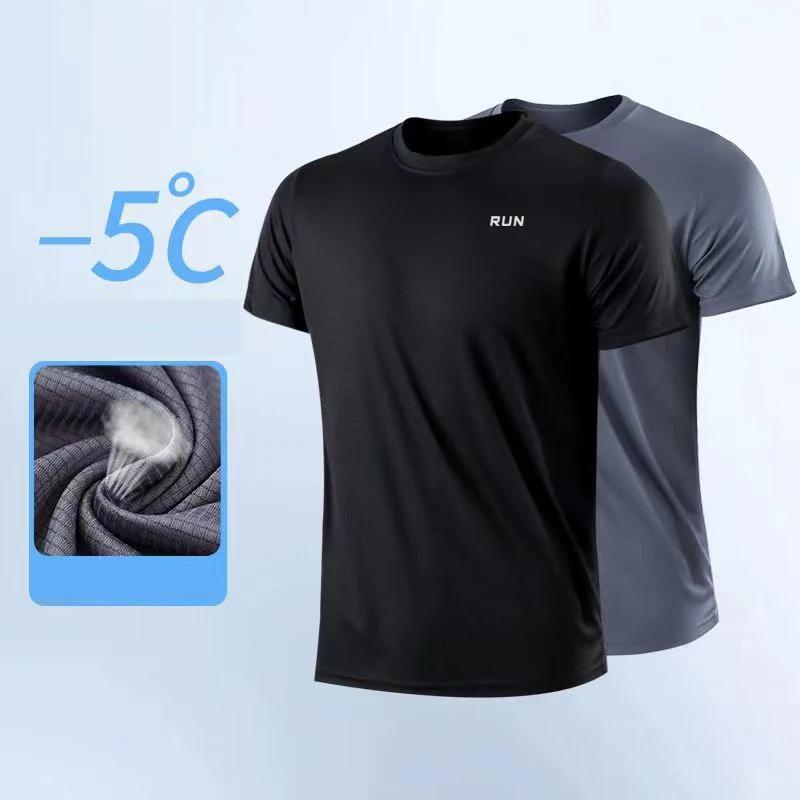 T-shirt à manches courtes pour homme, séchage rapide, évacuation de l'humidité, col rond, exercice d