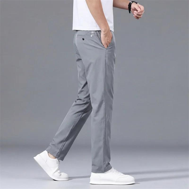 Pantalon décontracté homme en fibre de polyamide extensible, coupe slim droite, idéal pour l'été – B