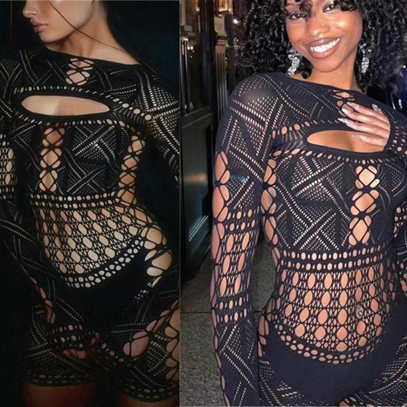 Robe de sexe combinaison avec dentelle serrée évidée et jupe sexy moulante aux hanches robes longues