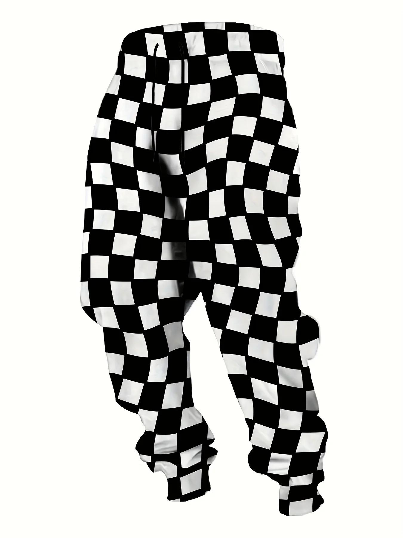 2025 pantalon à motif à carreaux pantalon de rue poches latérales pour hommes cordon élastique panta