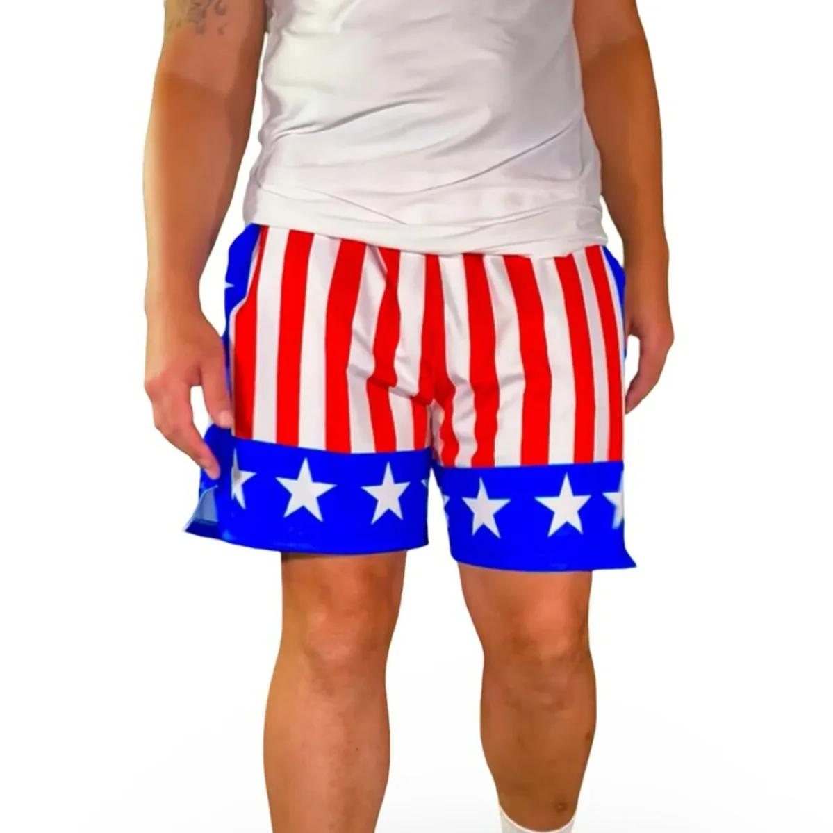 Apollo Short rayé étoile rouge blanc bleu, short de pyjama de salon patriotique, vêtements de nuit c