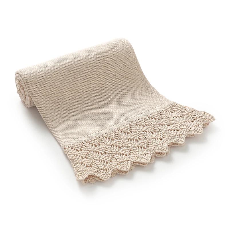 Couverture tricotée pour nouveau-né garçon fille : enveloppe d'emmaillotage douce, literie coton 90x70cm