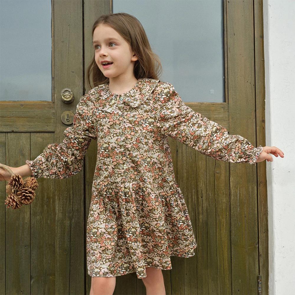 Dave Bella – robe florale d'automne pour enfants, tenue de princesse à manches longues, mignonne, vê