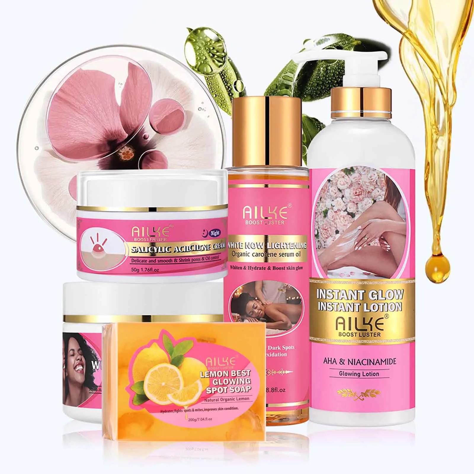 AILKE Ensemble éclaircissant naturel pour la peau, nettoyer l'obscurité, l'acné, les taches, hydrate