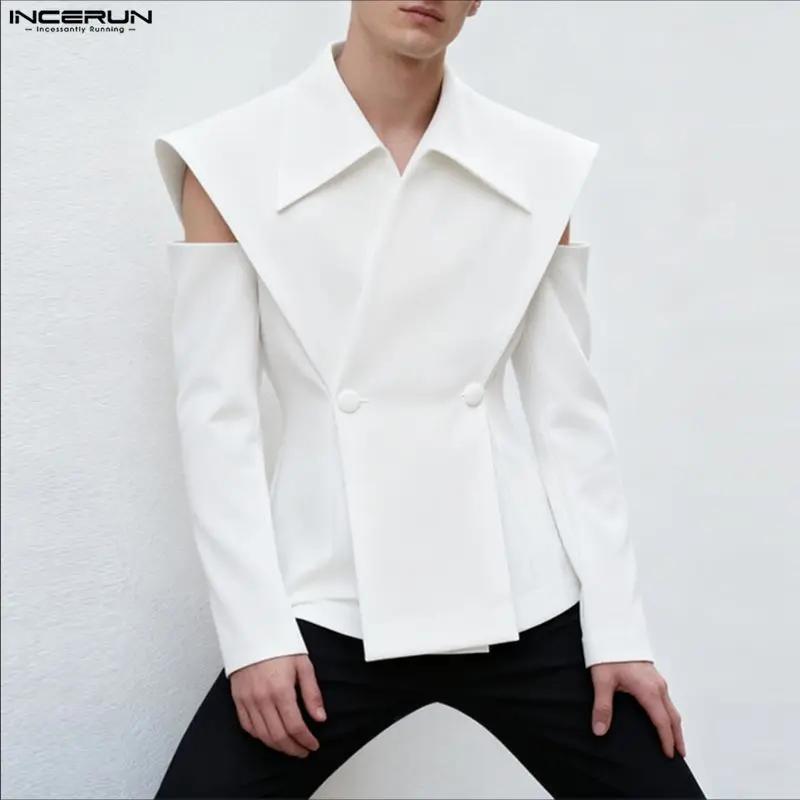 INCERUN hommes Blazer couleur unie revers à manches longues bouton décontracté homme costume Streetw