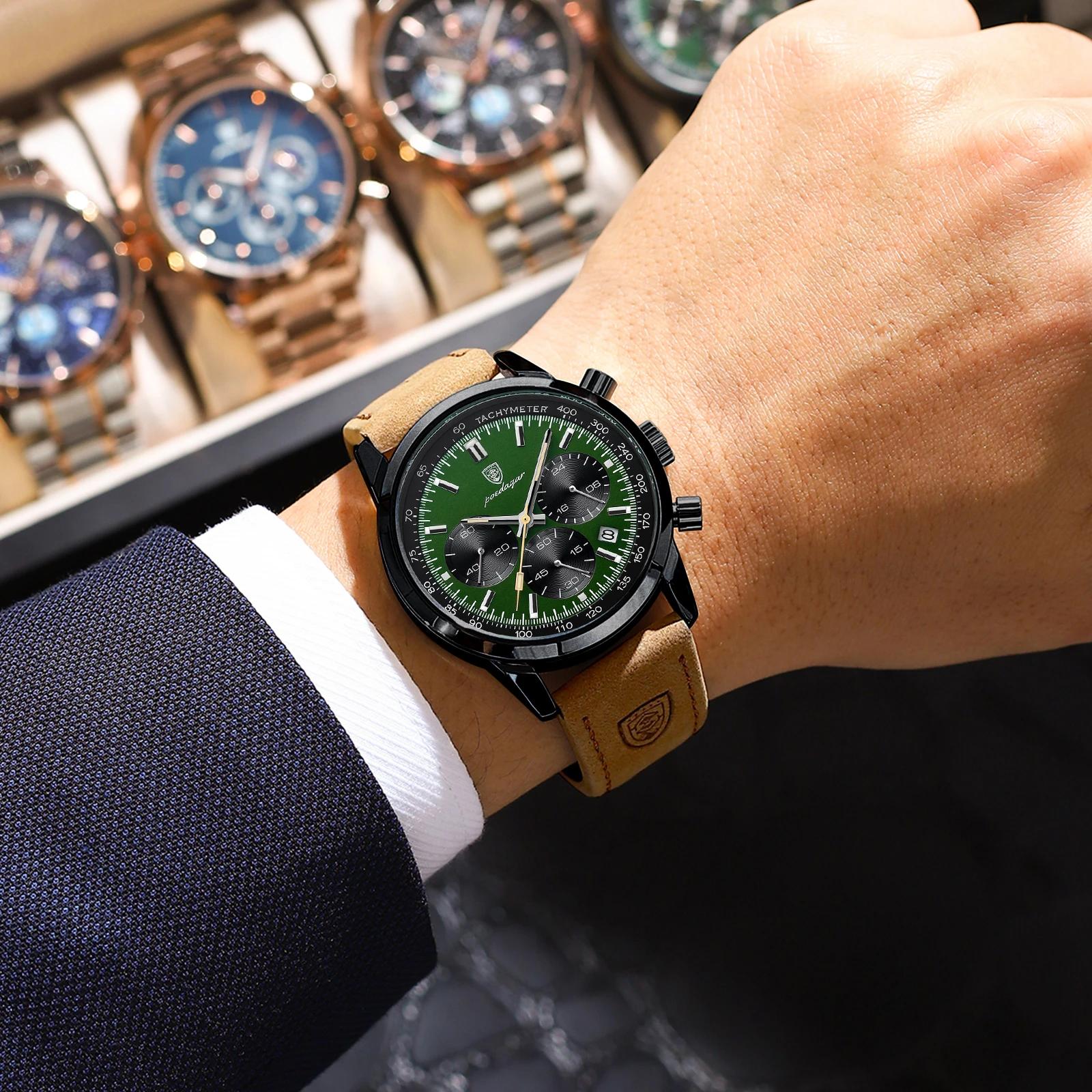 POEDAGAR mode Sport montre-bracelet pour hommes étanche lumineux chronographe militaire homme montre