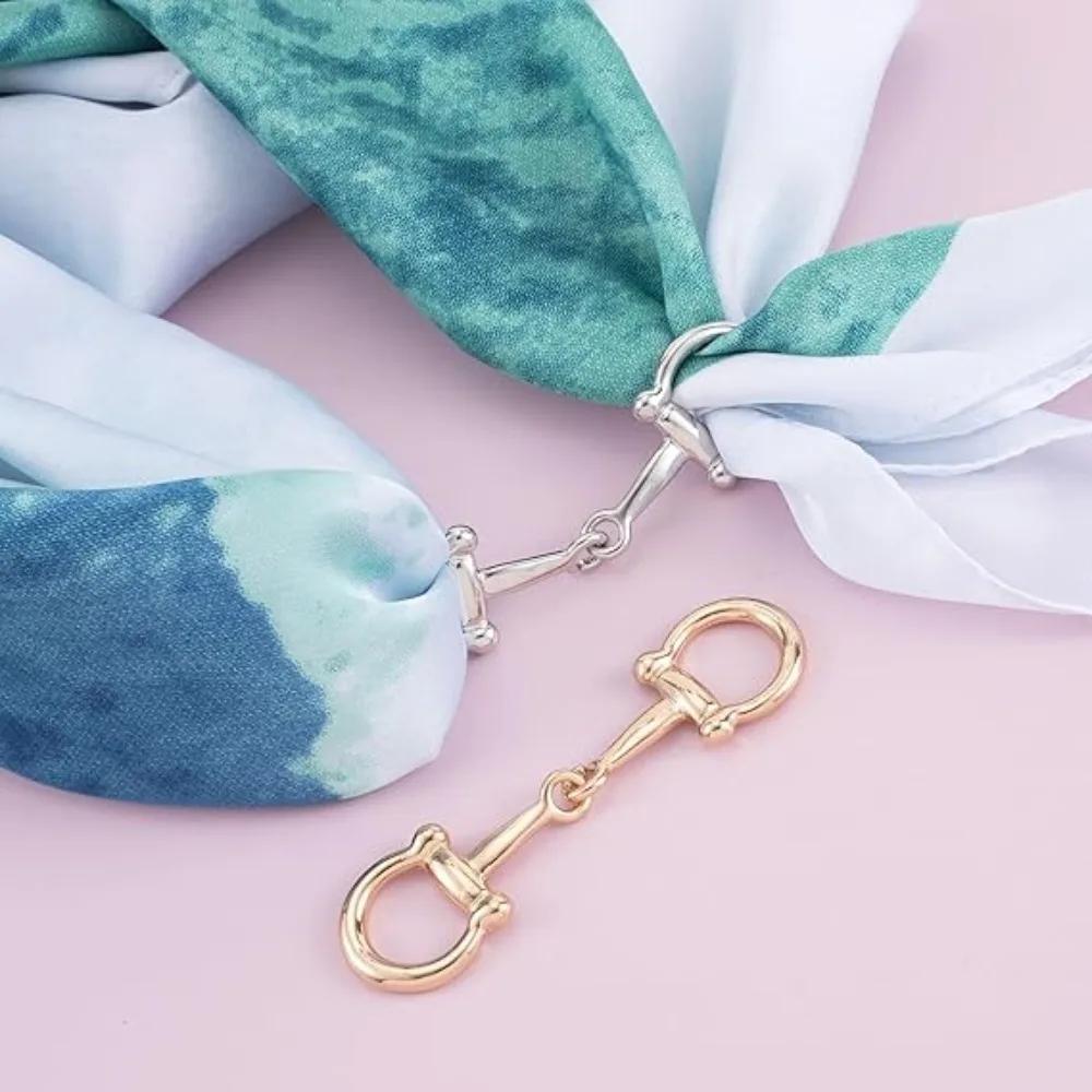 Boucle universelle pour écharpe en fer à cheval, 2 pièces, multi-usages, en métal, coins simples et 