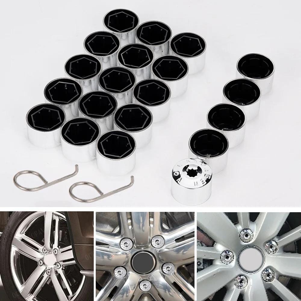 1 jeu d'écrous de roue chromés de 17mm, moyeu de roue en alliage d'aluminium, couvercle de gros boul