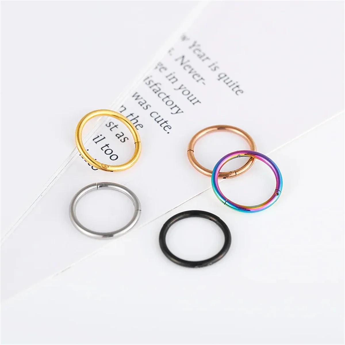 Anneaux de nez articulés en acier inoxydable, 5/10 pièces, 16G, cerceau, Septum, Clicker, Tragus, He