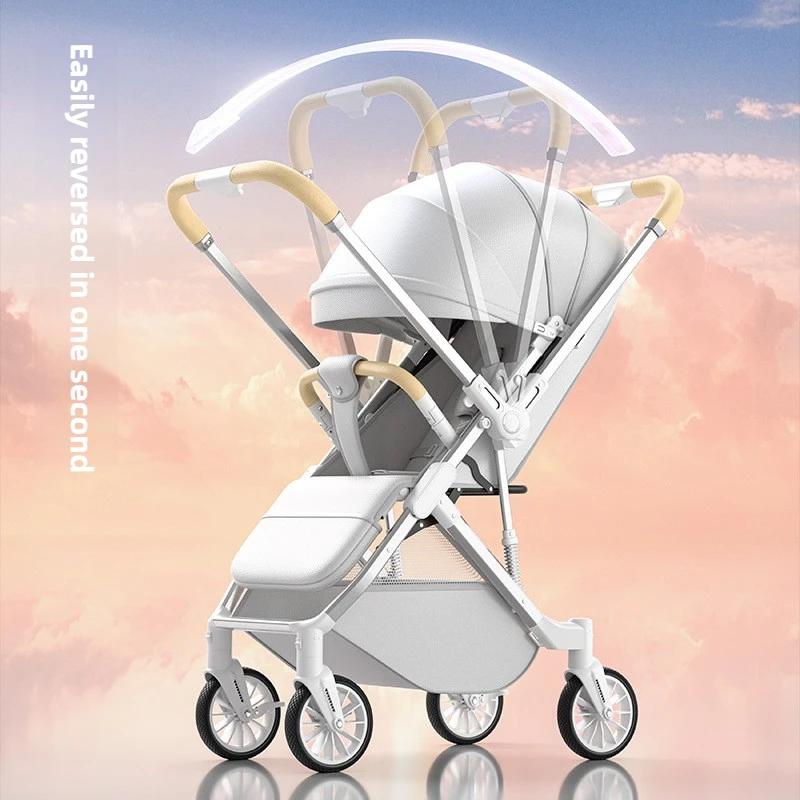 Poussette bébé vue haute peut s'asseoir ou s'allonger bidirectionnelle absorbant les chocs pliable P