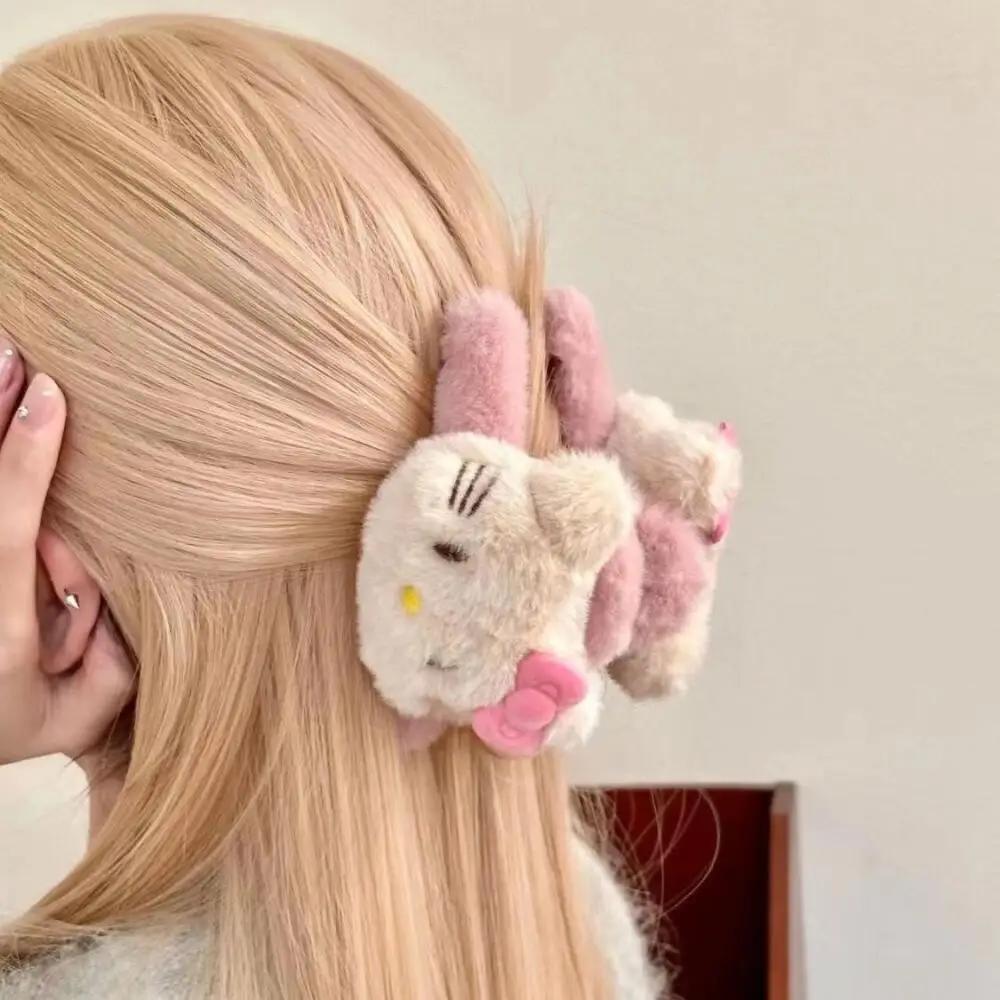Ctue Anime marron Kitty peluche griffe de cheveux requin pince Barrettes crabe pinces à cheveux pour
