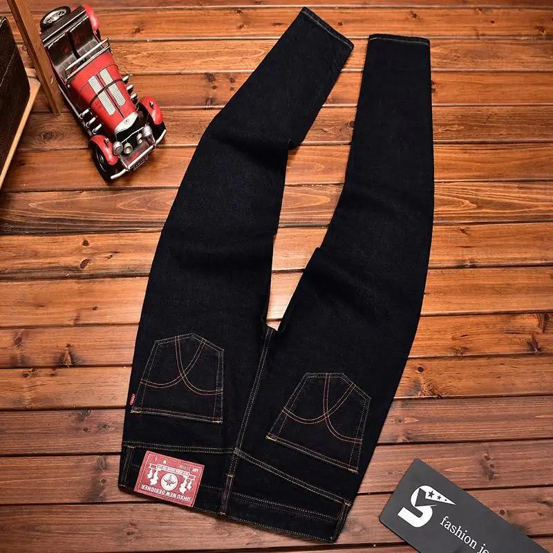 Jean classique pour hommes avec broderie, coupe droite, légèrement ample, nouveau pantalon Long haut