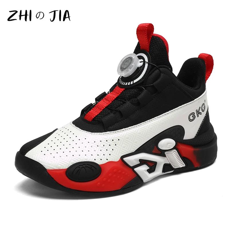 Chaussures de basket-ball d'entraînement pour enfants, baskets de printemps à boucle rotative pour g