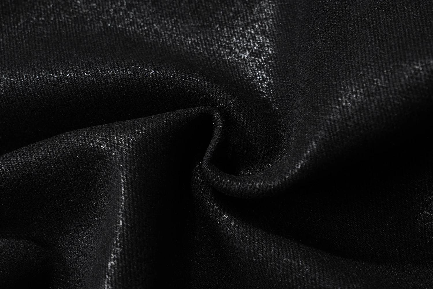 MIJKO jean extensible en cuir ciré noir pour hommes femmes pantalon évasé Baggy pantalon en Denim dr