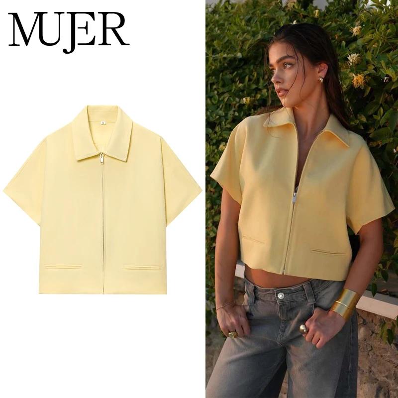 MUJER 2025 veste courte femmes fermeture éclair varsité femmes vestes à manches courtes femmes mante