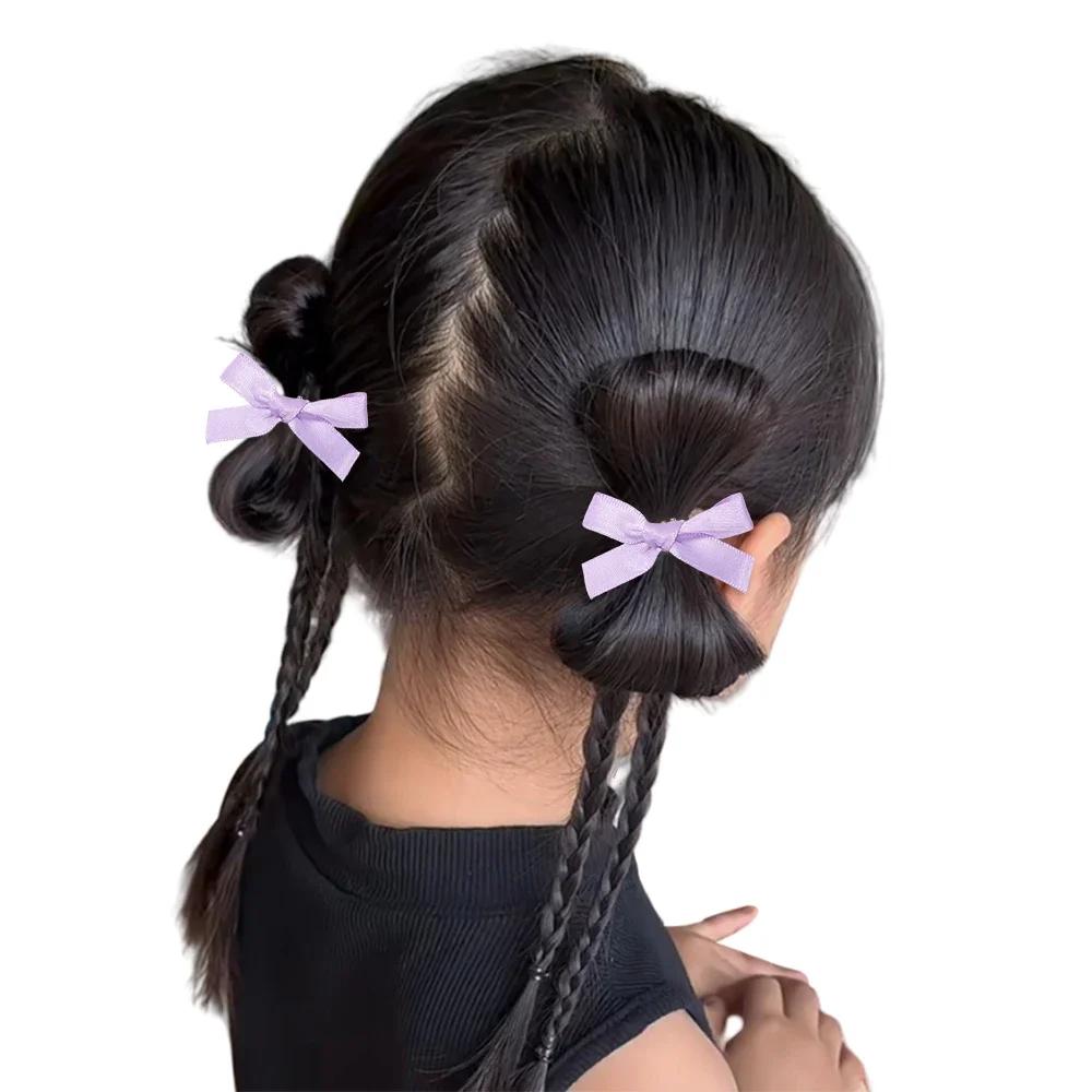 Mini nœud papillon pour enfants, couleur unie, avec pince à cheveux, Style Ballet, ruban tressé, acc