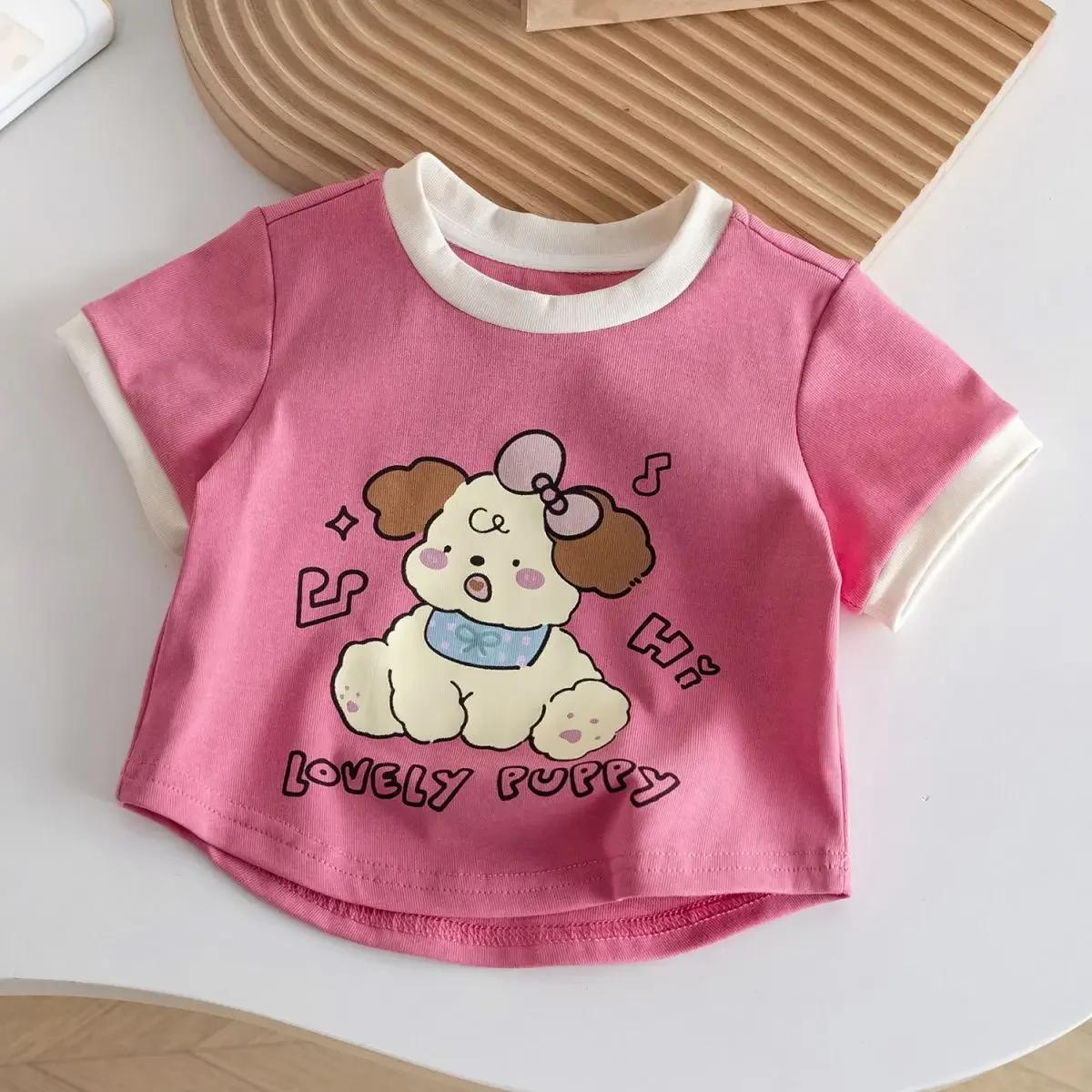 Vêtements d'été 2026 pour enfants : T-shirts, hauts à manches courtes, motifs de dessins animés pour