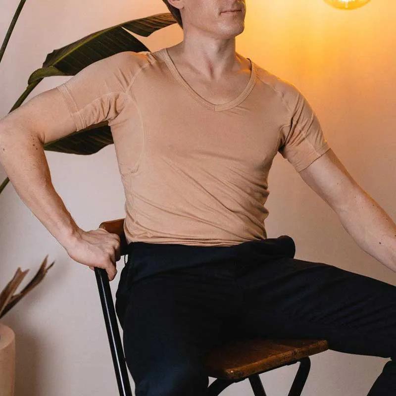 T-shirt à col en V pour homme et femme, maillot de corps anti-transpiration, garanti rester au sec