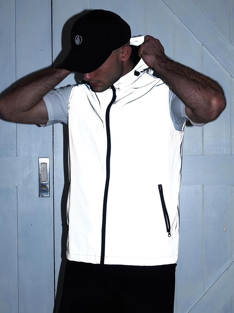 Gilet réfléchissant de nuit pour hommes, à capuche fine, mode décontractée, course en plein air, dan