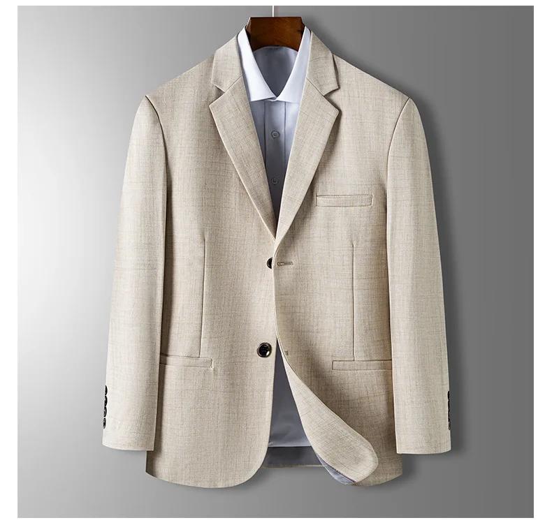 Blazer Homme Printemps-Automne de Luxe à Carreaux Jacquard – Veste Décontractée Gris Bleu Beige Coup