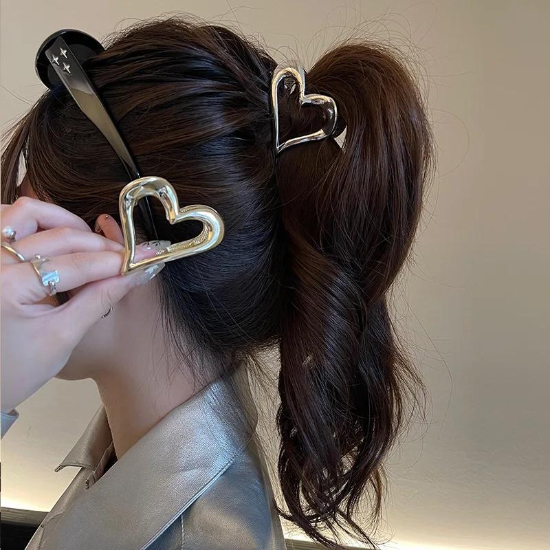 Pince à cheveux en métal pour femmes et filles, pince à queue de cheval géométrique simple, barrette