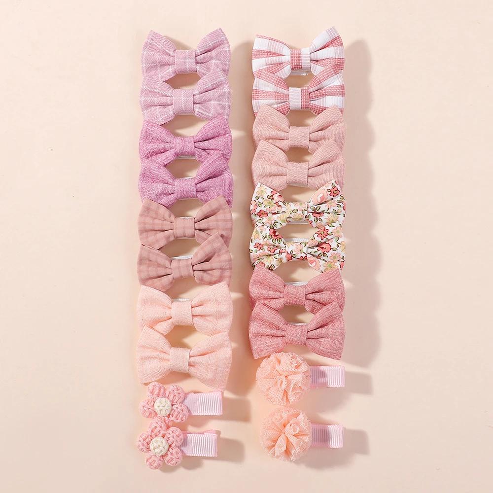 Pinces à cheveux avec nœuds pour enfants, 20 pièces/ensemble, Barrette Boutique, tissu à couverture 