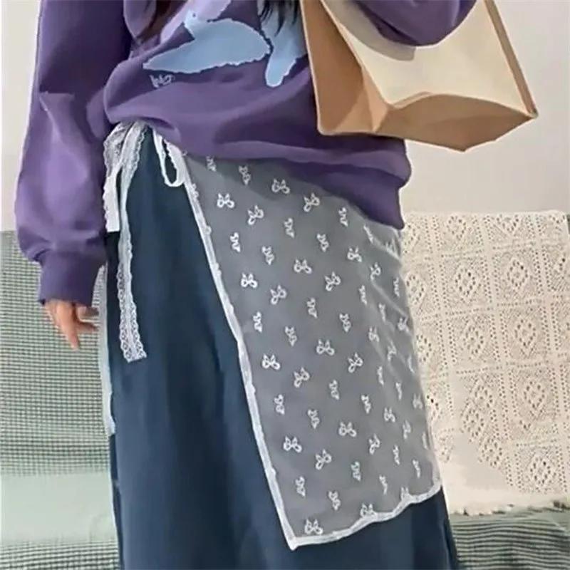 INS Blogger – jupe en gaze superposée en dentelle, Streetwear Y2k, tablier, jupe portefeuille à lace
