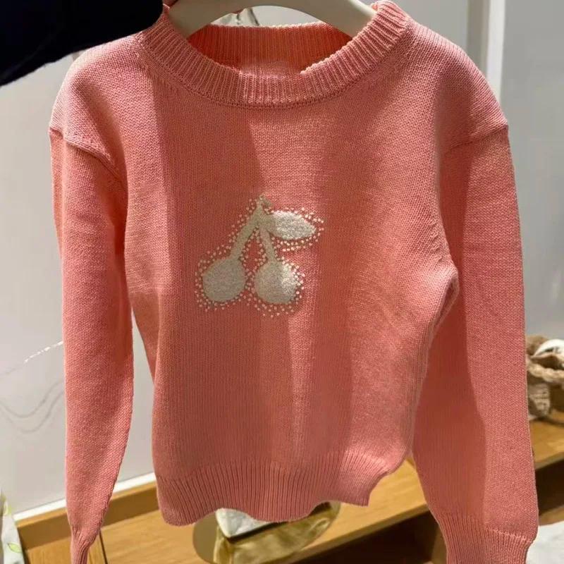 En stock – Nouveauté 2026 – Pulls en coton tricotés roses pour filles – Collection Printemps-Été – V