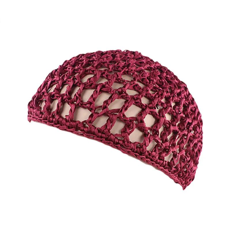 Filet à cheveux en maille pour femmes, bonnets de perruque noirs, bonnet au Crochet fait à la main, 