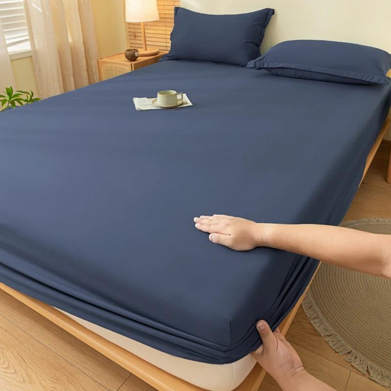 1 pièce de drap de lit mat de couleur unie, housse de lit de couleur unie pour chambre à coucher, li