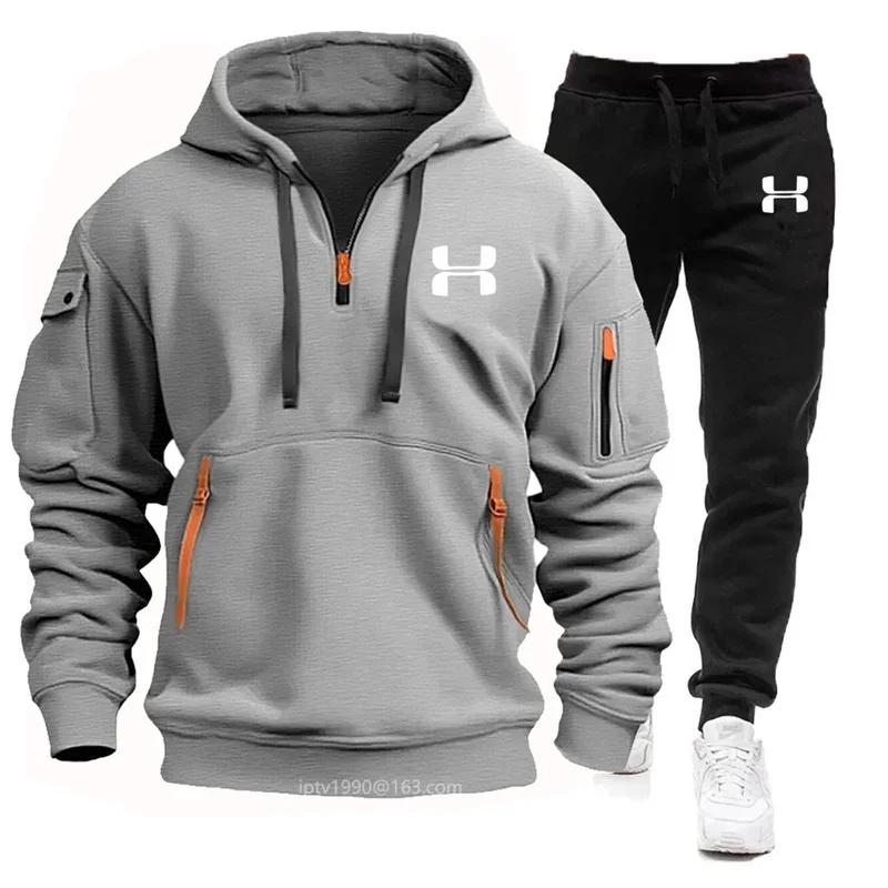 Sweat à capuche à manches longues et pantalon de sport et de loisirs pour hommes, combinaison de jog