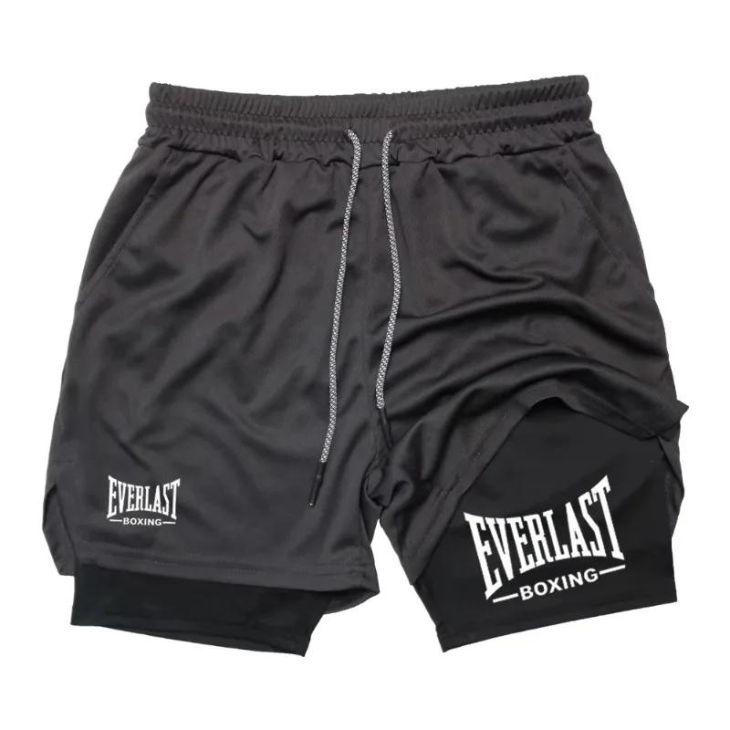 EVERLAST Short de sport ajusté pour homme, double couche, séchage rapide, pantalon de compression co