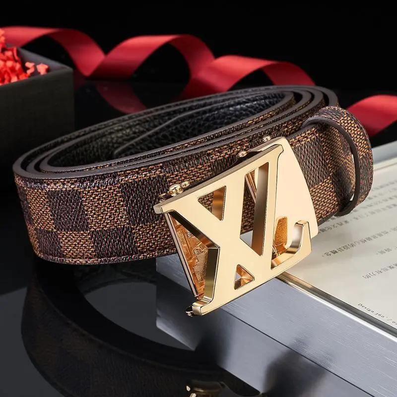 Ceinture à boucle automatique pour hommes avec sangle à motif à carreaux, adaptée aux occasions déco