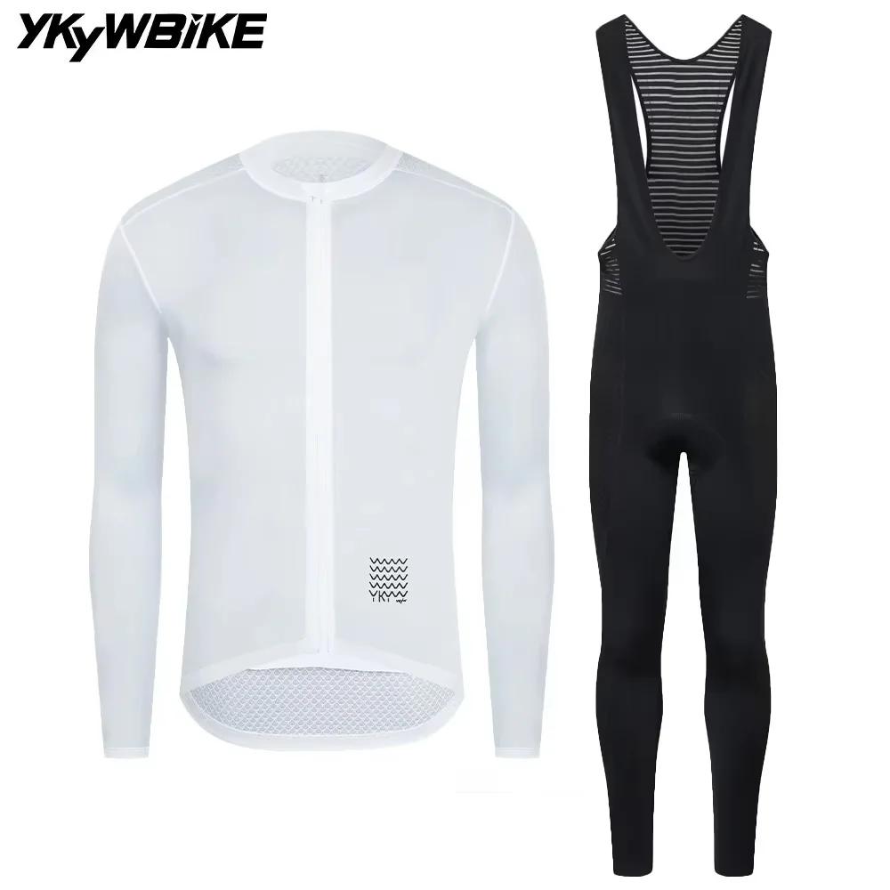 Ensembles de cyclisme pour hommes YKYWBIKE, maillot à manches longues, pantalon à bretelles longues,