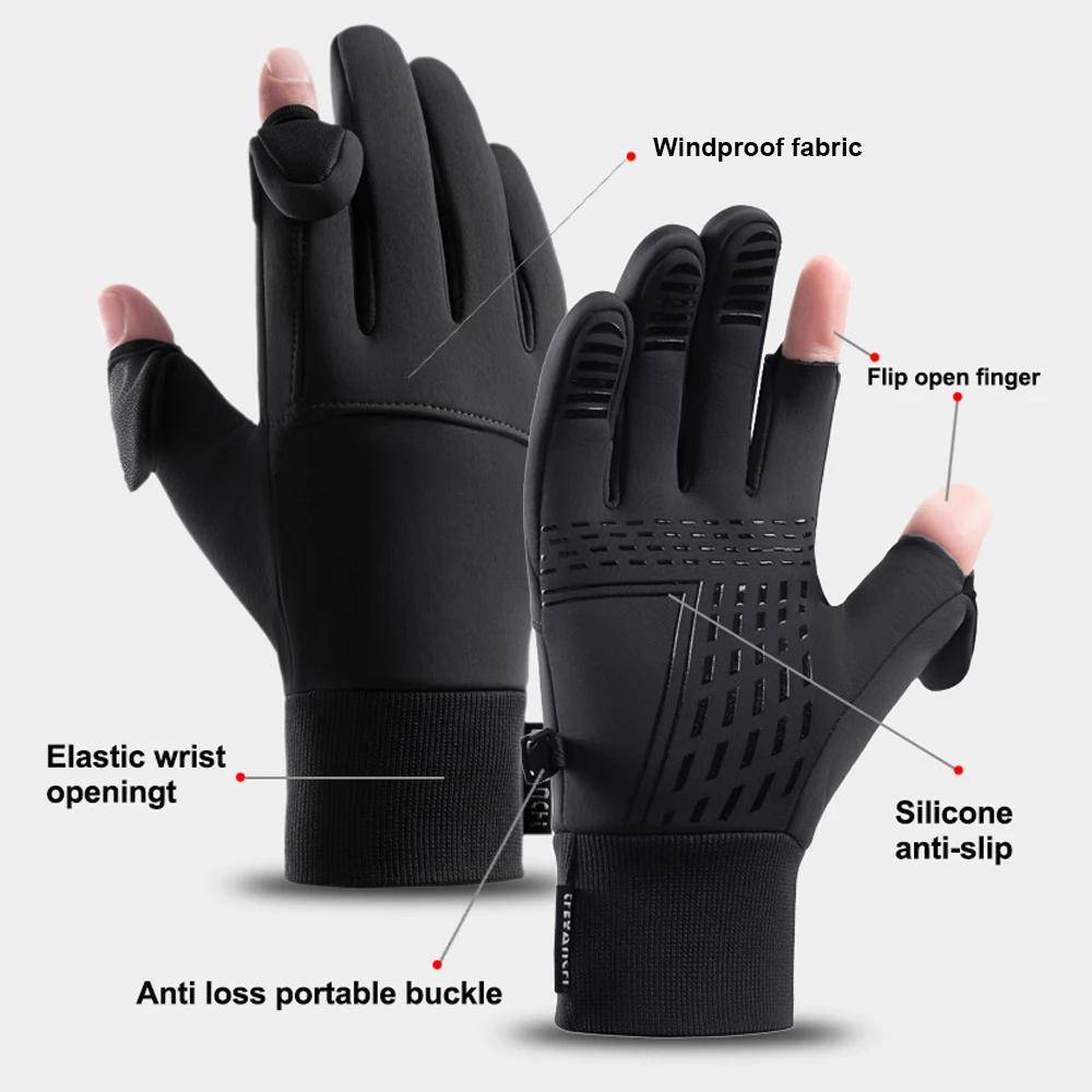 Gants d'hiver à deux doigts rabattables pour hommes et femmes, gants chauds pour écran tactile, coup
