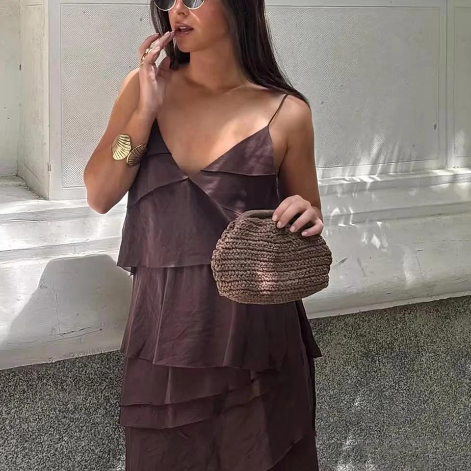 Nouveau 2025 femmes volants en mousseline de soie Maxi robe dos nu fendu Sexy Porm robe rouge longue