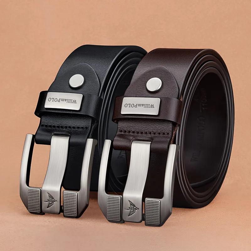 Ceinture décontractée pour homme, ceinture en cuir de vachette à boucle à ardillon tendance, ceintur