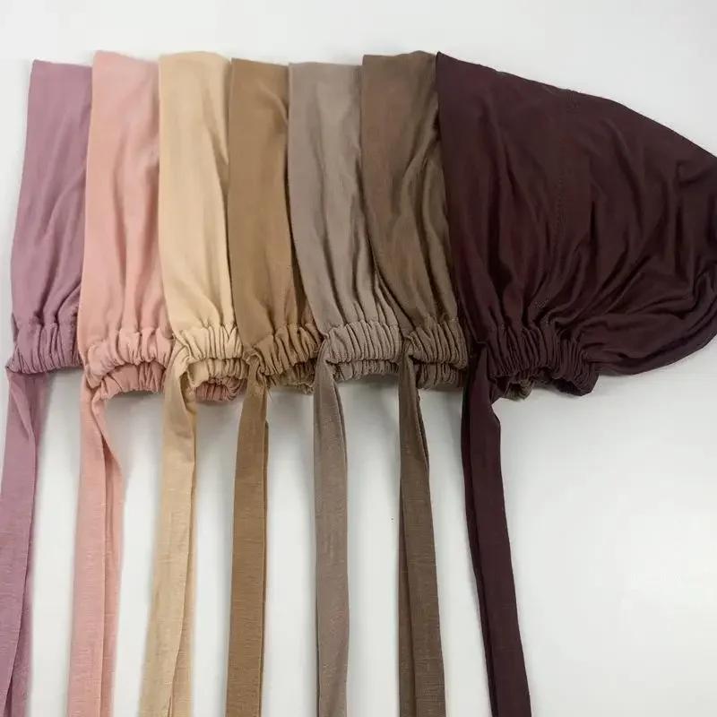 Nouveau doux Modal musulman Turban chapeau intérieur Hijab casquettes islamique sous-écharpe Bonnet 