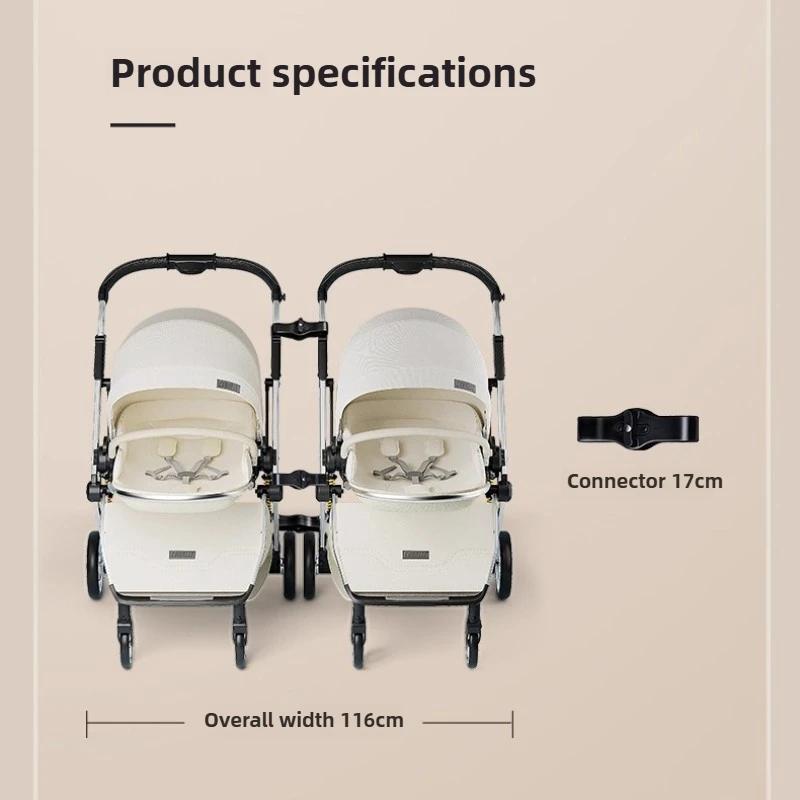 2025 nouvelle poussette jumelle haute vue poussette pliante légère pour jumeaux avec deux enfants, p