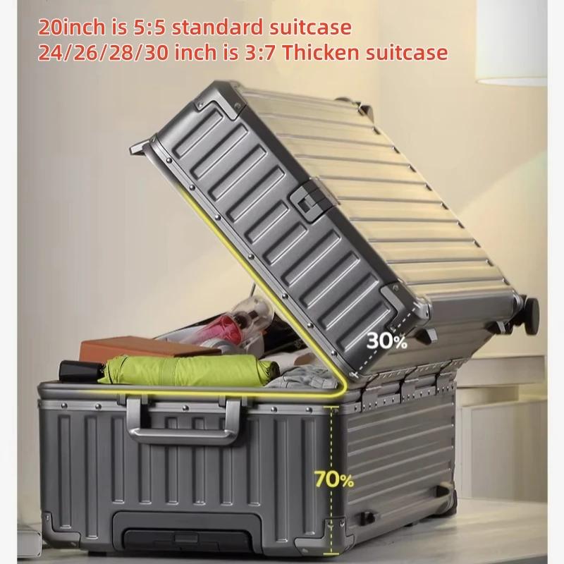 Valise de grande capacité avec cadre en aluminium, serrure TSA, matériau PC de haute qualité, valise